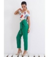 Ежедневни зелени панталони с висока талия