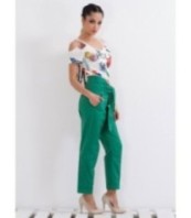 Ежедневни зелени панталони с висока талия