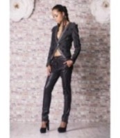 Черен Кожен Панталон с опция за големи размери по поръчка