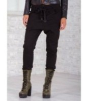 Дамски черни панталони с ниско дъно тип Харем