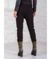 Дамски черни панталони с ниско дъно тип Харем