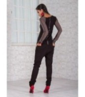 Дамски черни панталони с ниско дъно тип Харем