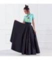 Черна макси пола с джобове и висока талия