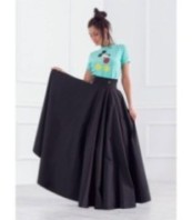 Черна макси пола с джобове и висока талия