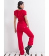 Комплект с блуза с качулка с къси ръкави и свободни панталони с ниско дъно