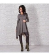 Сива асиметрична рокля с дълъг ръкав