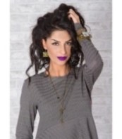 Сива асиметрична рокля с дълъг ръкав