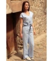 Светлосиня свободна ленена блуза