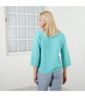 ежедневна ленена блуза с дълъг ръкав