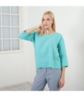 ежедневна ленена блуза с дълъг ръкав