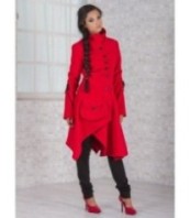 Червено асиметрично палто