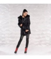 Черно космато палто с качулка