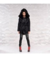 Черно космато палто с качулка