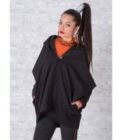 Черно палто с качулка