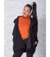 Черно палто с качулка