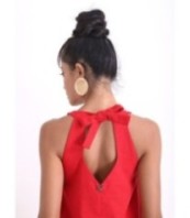 Дълга ленена летна рокля в червено