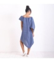 Асиметрична ленена парти рокля