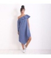 Асиметрична ленена парти рокля