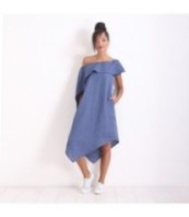 Асиметрична ленена парти рокля