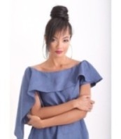 Асиметрична ленена парти рокля