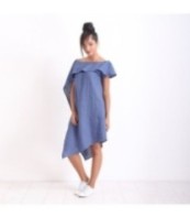 Асиметрична ленена парти рокля