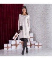 Рокля с дълъг ръкав и асиметричен кройка