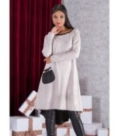 Рокля с дълъг ръкав и асиметричен кройка