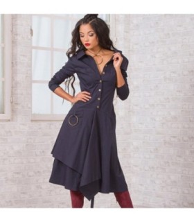 Тъмносиня асиметрична рокля