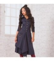 Тъмносиня асиметрична рокля