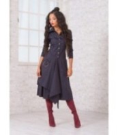 Тъмносиня асиметрична рокля