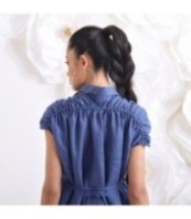 Стилна синя рокля с джобове