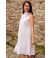 Къса ленена рокля без ръкави за бременни