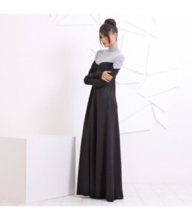 Черна кафтанена макси рокля