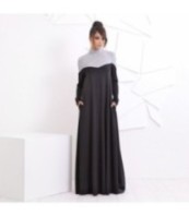 Черна кафтанена макси рокля