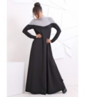 Черна кафтанена макси рокля