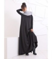 Черна кафтанена макси рокля