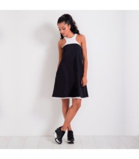 Памучна къса черно-бяла рокля