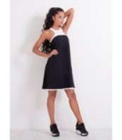 Памучна къса черно-бяла рокля