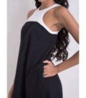 Памучна къса черно-бяла рокля