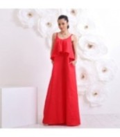 Червена ленена рокля на богиня