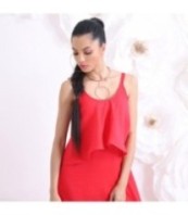 Червена ленена рокля на богиня