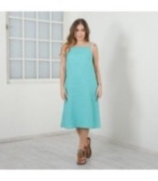 Ленена рокля с тънки презрамки