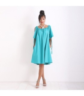 Ленена рокля в тюркоазено