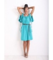 Ленена рокля в тюркоазено