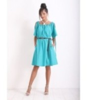 Ленена рокля в тюркоазено