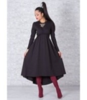 Елегантна официална черна рокля с дълги ръкави