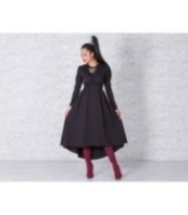 Елегантна официална черна рокля с дълги ръкави