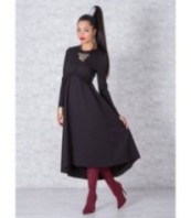 Елегантна официална черна рокля с дълги ръкави