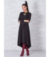 Елегантна официална черна рокля с дълги ръкави