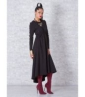 Елегантна официална черна рокля с дълги ръкави